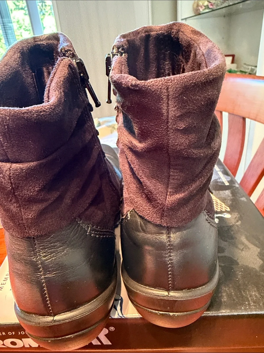 Romika Black and Brown Ankle Boots with Suede Shaft